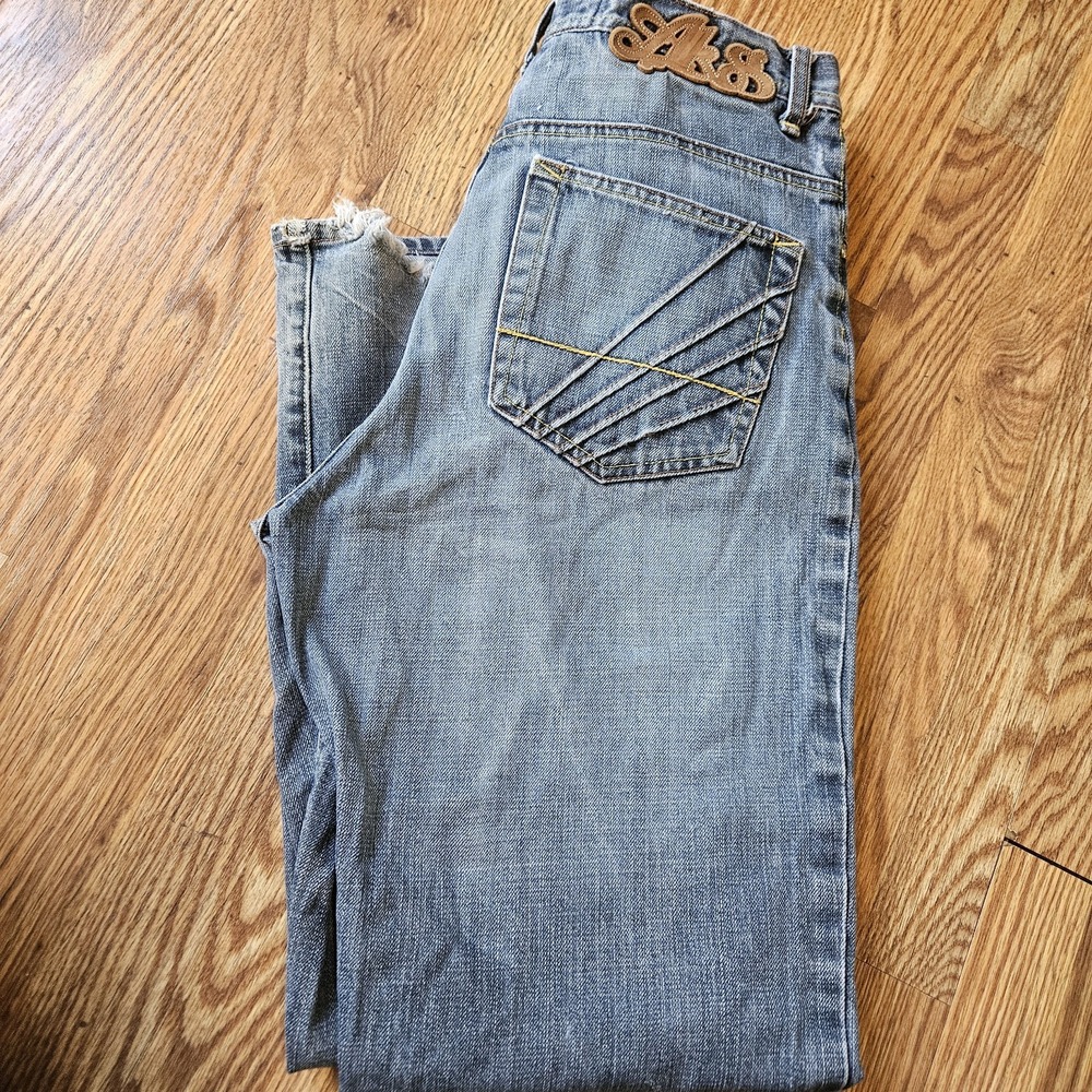 Y2K‎ Akademiks Medium Wash Baggy Embroidered Grunge Jeans Size 32 x 30 - Picture 14 of 16